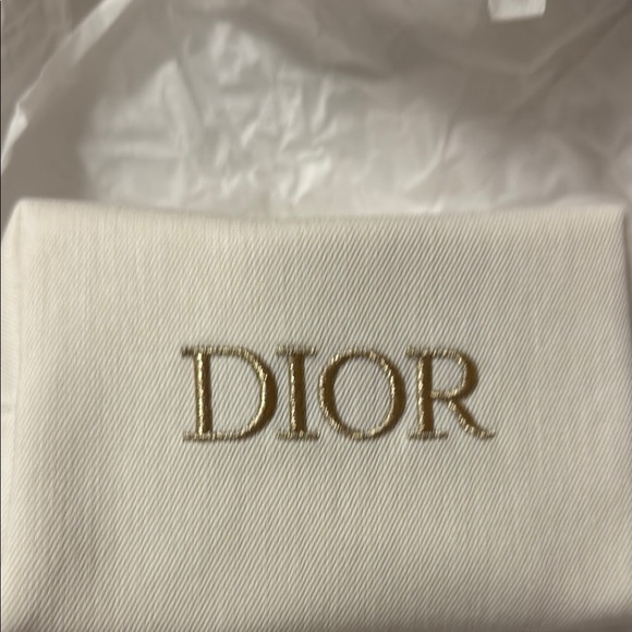 Christian Dior Authentic White Canvas Cosmetic Bag zippered embroidered Luxuriou - Picture 5 of 5